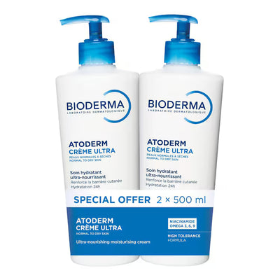 Bioderma — Atoderm Crème Ultra-Nourrissante Peaux Sensibles et Sèches 2×500ml
