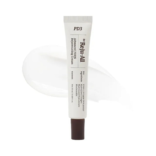 Dr. Reju-All Crème ADN de Saumon PDRN 20ml, texture crème blanche fondante à côté du tube