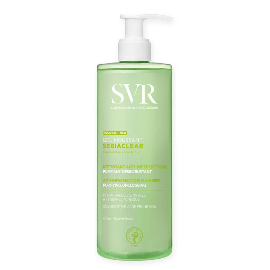 SVR Sebiaclear Gel Moussant 400ml nettoyant purifiant sans SLES peaux grasses imperfections ParaDermia