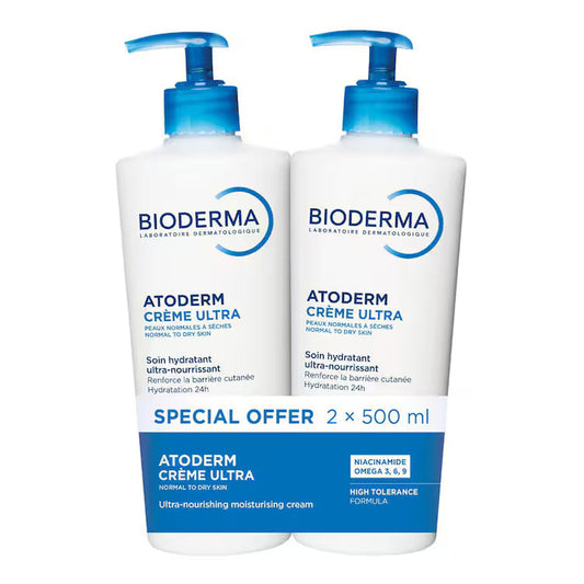Bioderma Atoderm Crème Ultra-Nourrissante Kit 2x500ml peaux sèches sensibles sans parfum ParaDermia