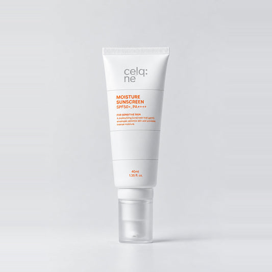 Solaire celq:ne Moisture Sunscreen SPF 50+ 40 ml, tube, fond clair