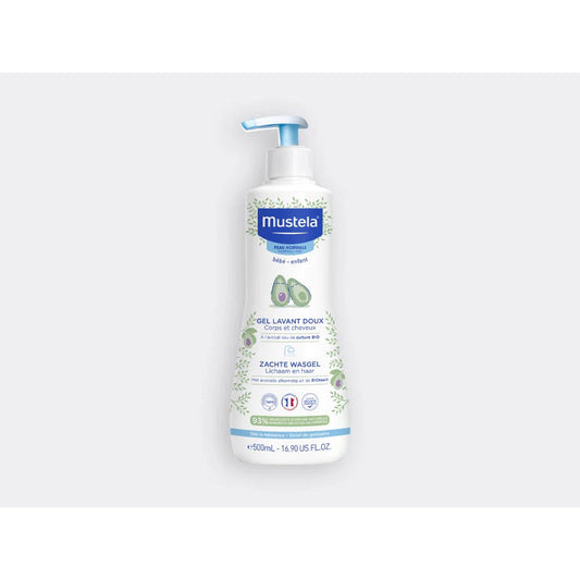 Mustela Gel Lavant Doux Bébé avocat BIO 500ml packshot dès la naissance