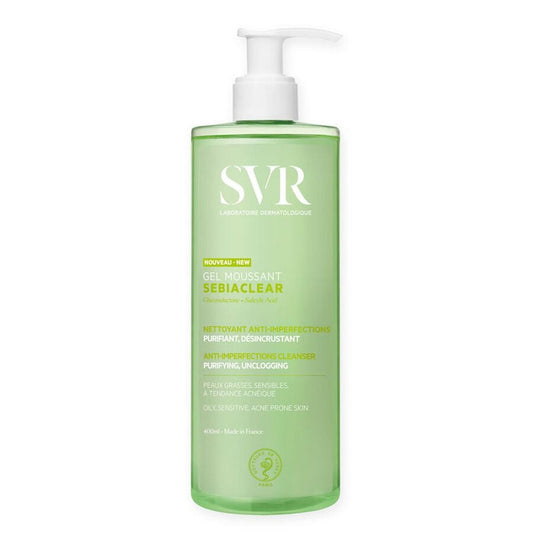 SVR Sebiaclear Gel Moussant 400ml nettoyant purifiant sans SLES peaux grasses imperfections ParaDermia